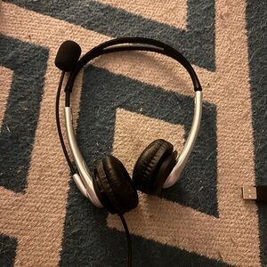 Black and Silver Wired Headset with Microphone